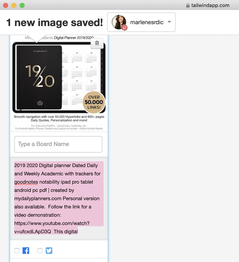 how to change pin description in tailwind when using Pinterest for affiliate marketing 